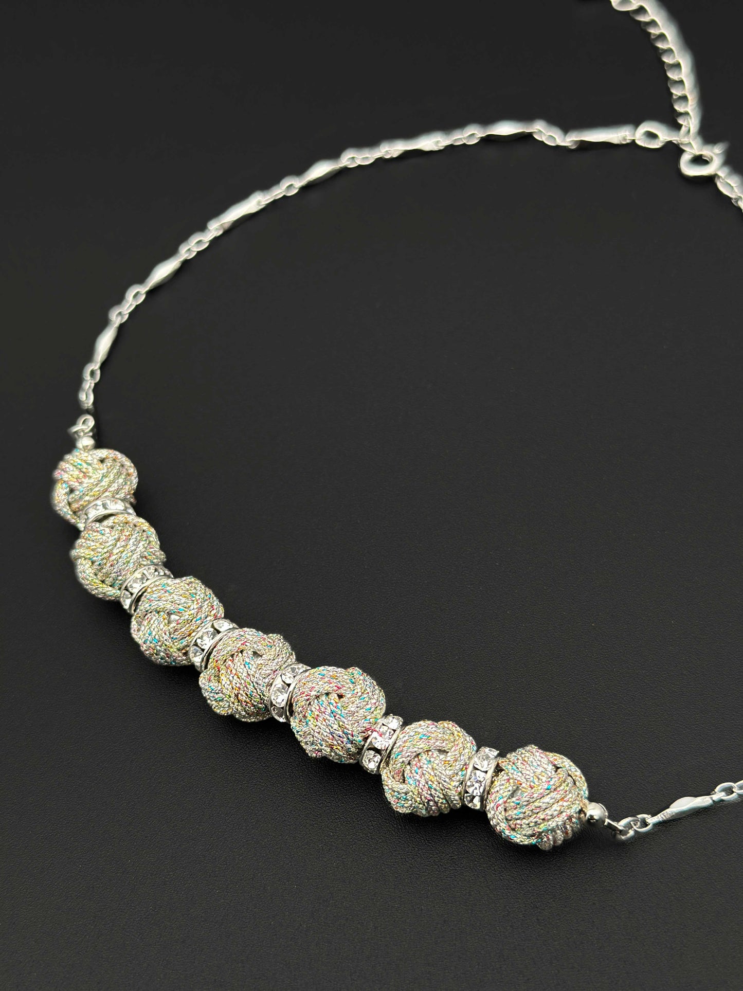 Kumihimo Silk Braided Necklace -Yachiyo Silver-