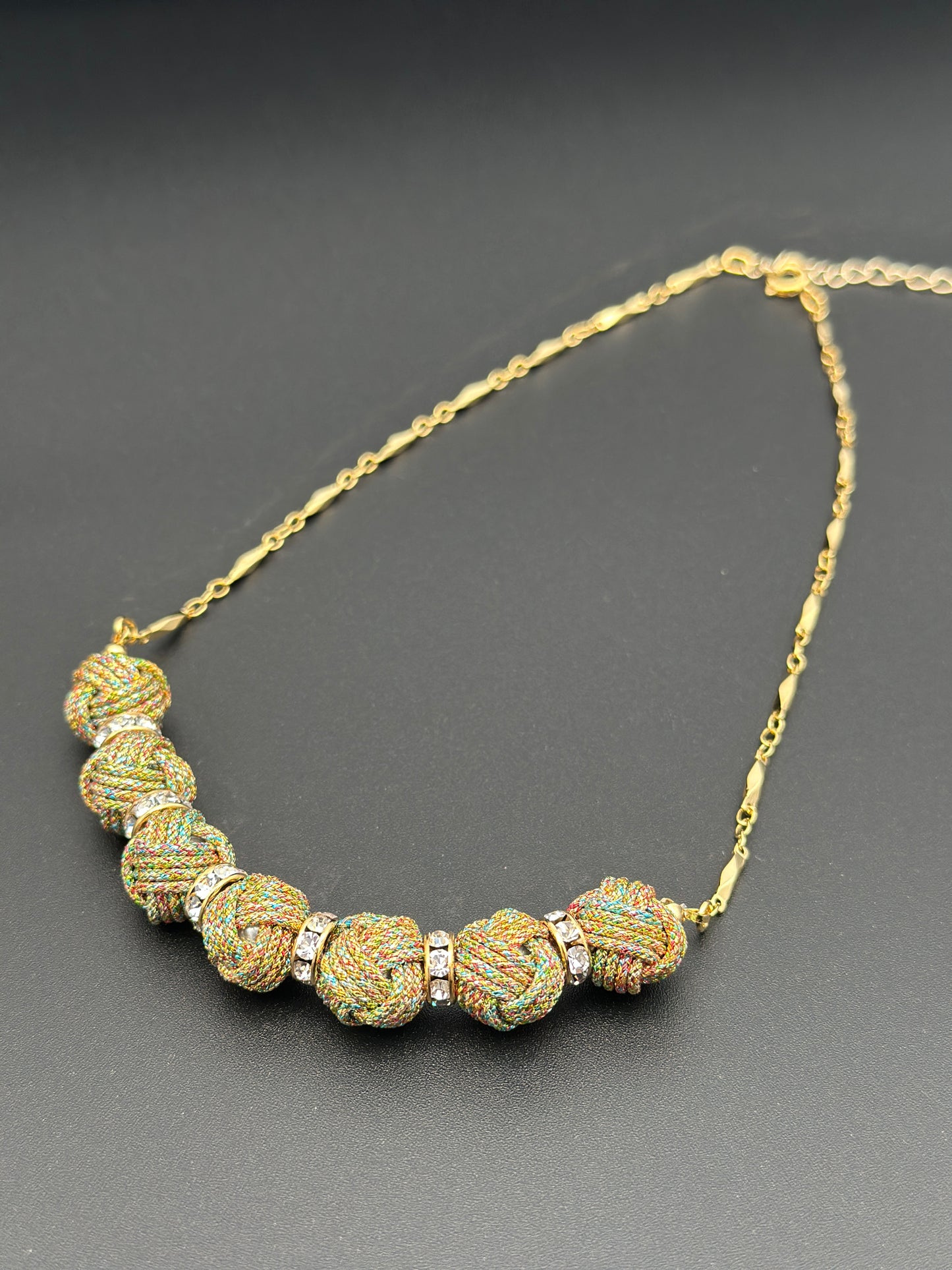 Kumihimo Silk Bladed Necklace -Yachiyo Gold-