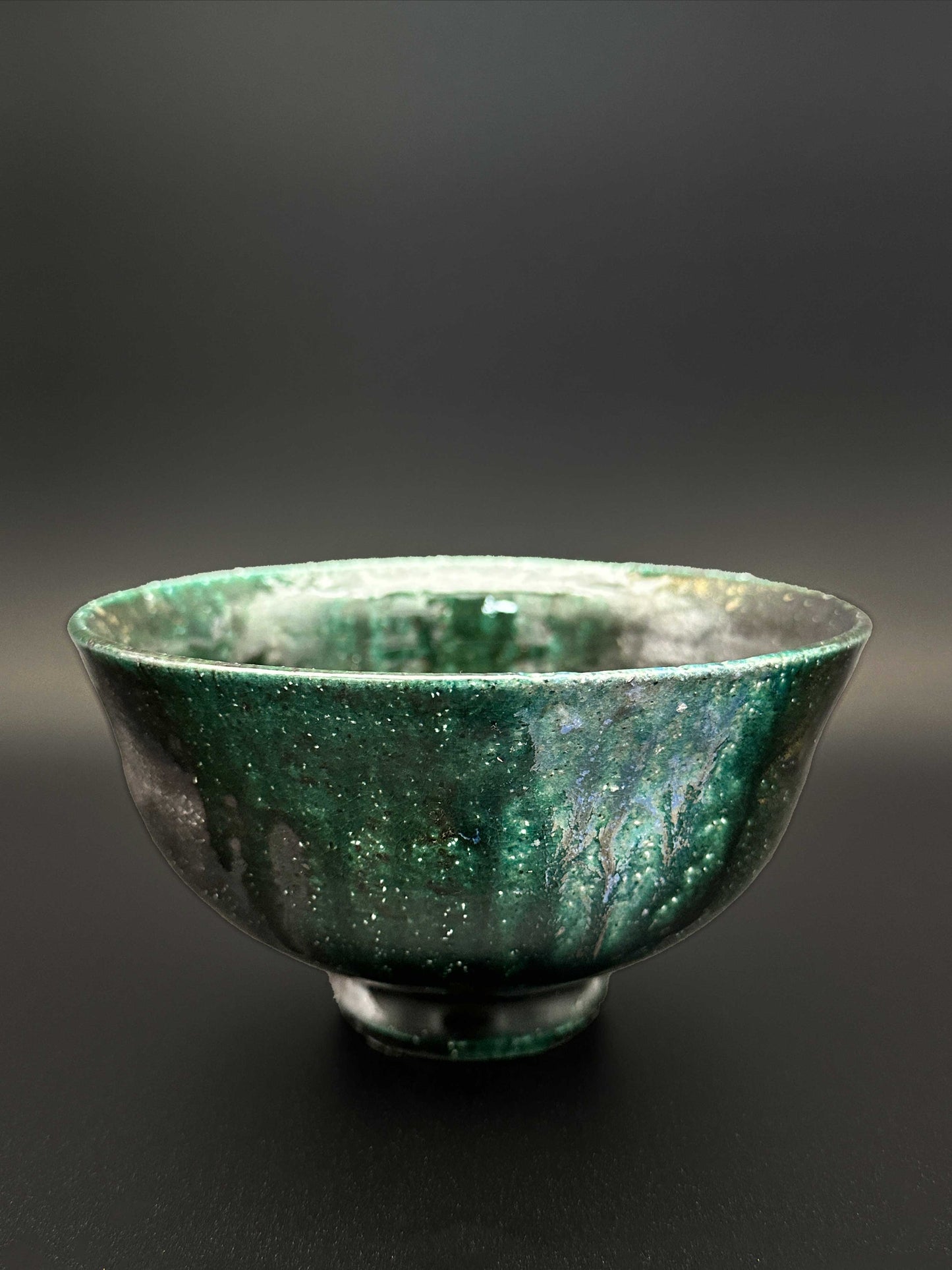 IGAYAKI-Peacock Chawan-l淡路伊賀・鶴来孔雀茶碗(Ships from Japan)